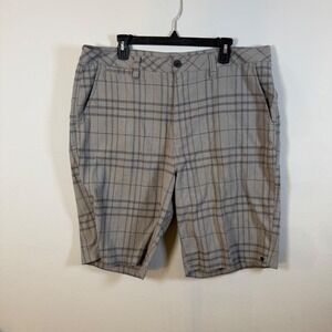 Vintage Quiksilver Mens Grey Plaid Hybrid Walk Shorts Size 38 Vintage Surf